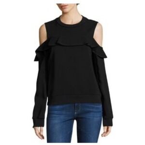 A.L.C. Black Cold Shoulder Ruffle Sweatshirt‎ Pullover Long Sleeve Top Sweater
